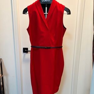 Calvin Klein Vibrant Red Mini Dress with Black Belt